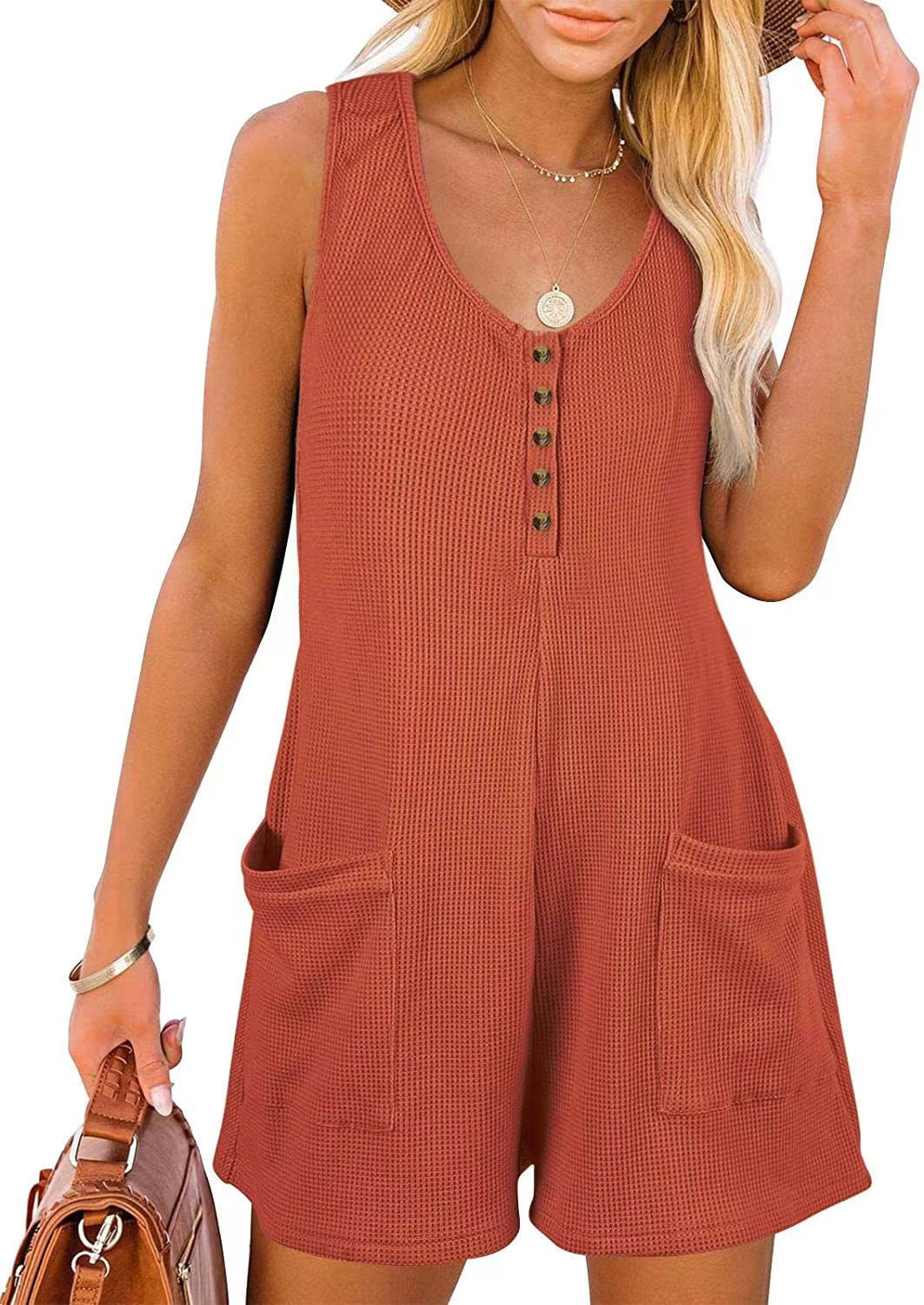 Women's Summer Casual Button Pocket For Women's Jumpsuit/clothing