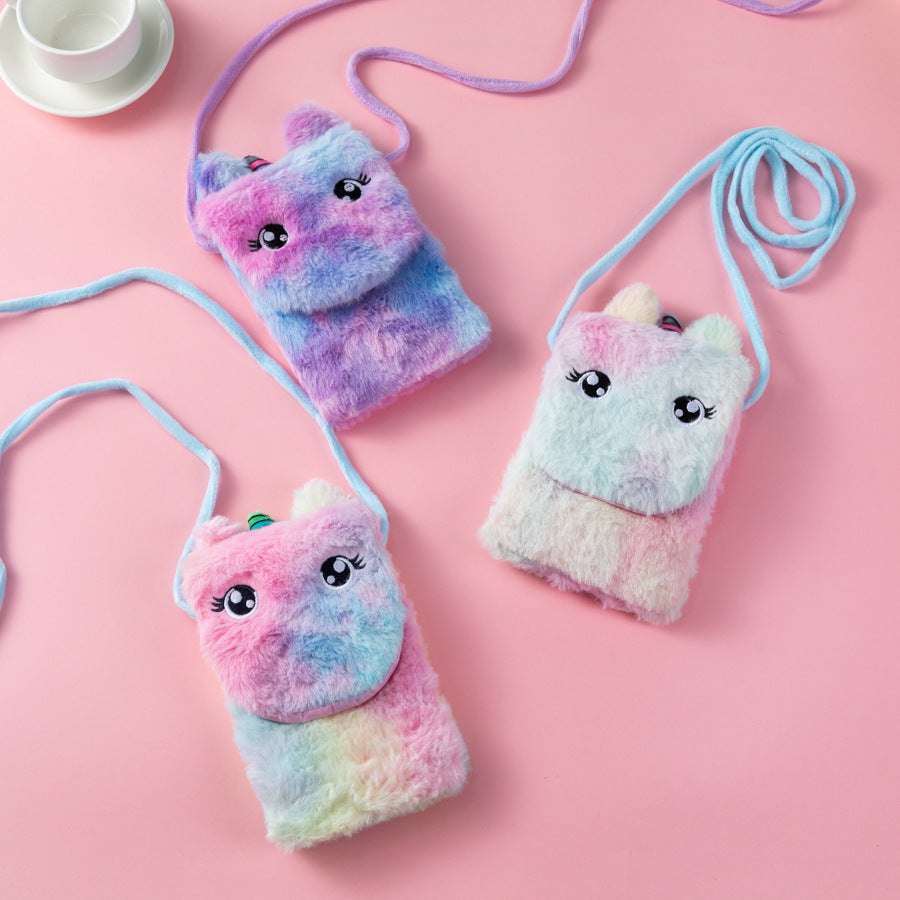 Children's Unicorn Cartoon Plush Little Female Phone Bags