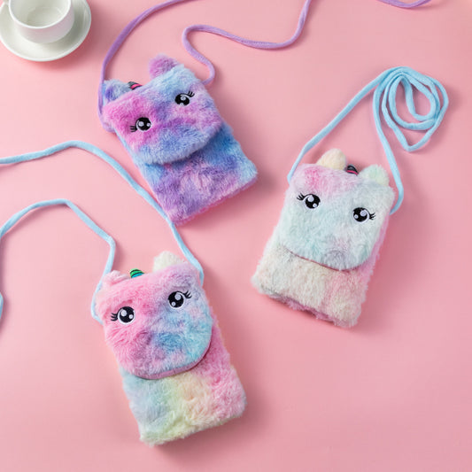 Children's Unicorn Cartoon Plush Little Female Phone Bags