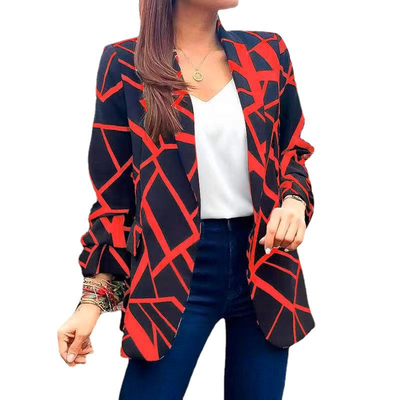 Fashion Printed Collar Without Buckle Business Small Suit