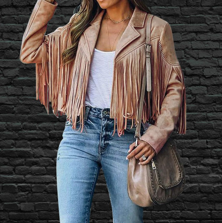 Women's Autumn Slim Long Sleeve Tassel For Coats