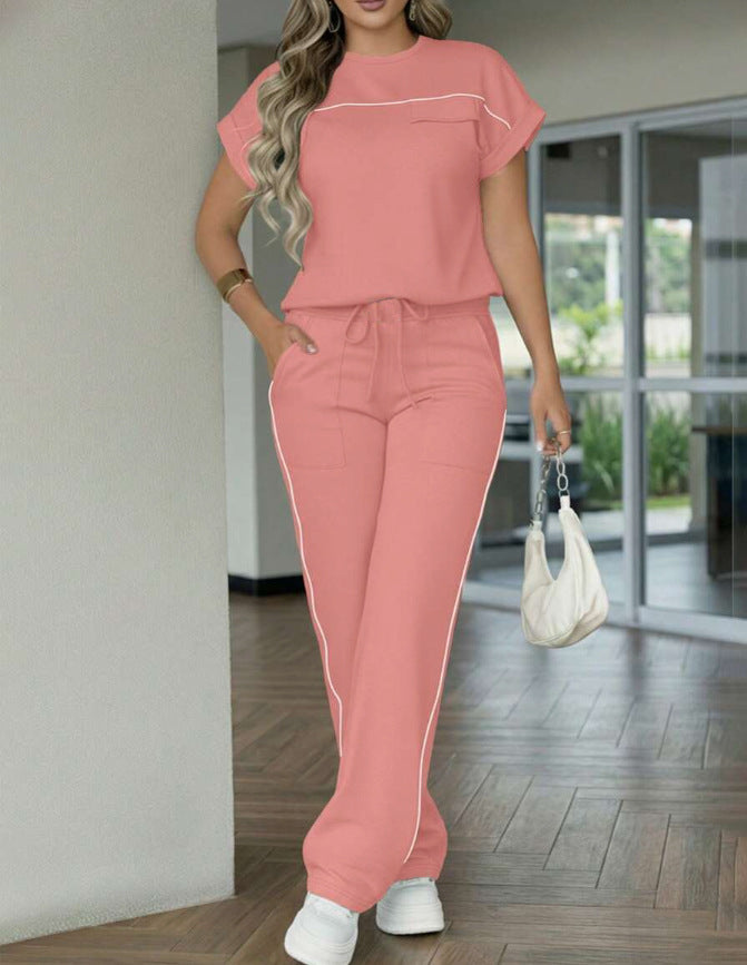 Women's Set Solid Color Simple Sleeve Trousers Shorts