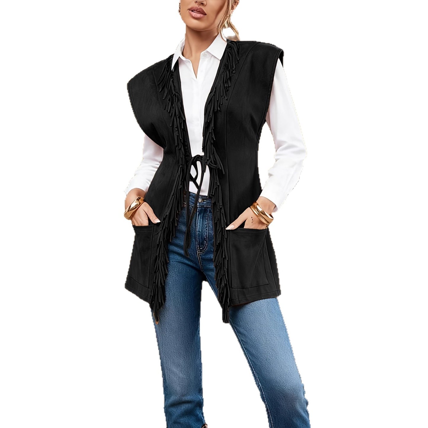 Women's Western Denim Fashion Tassel Loose Casual Retro Cardigans