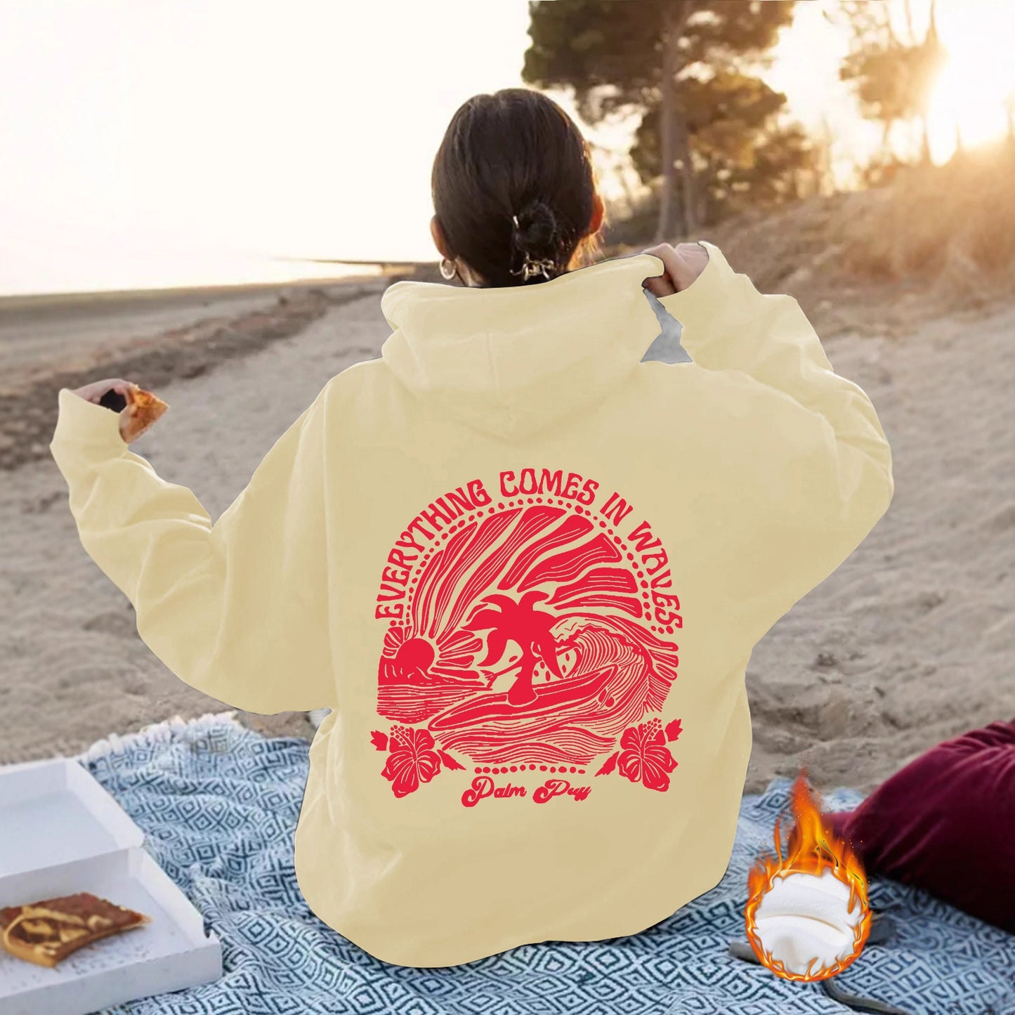 Women's Sun Pattern Printed Hoodie Long Sleeve Women's Sweater, Sweater
