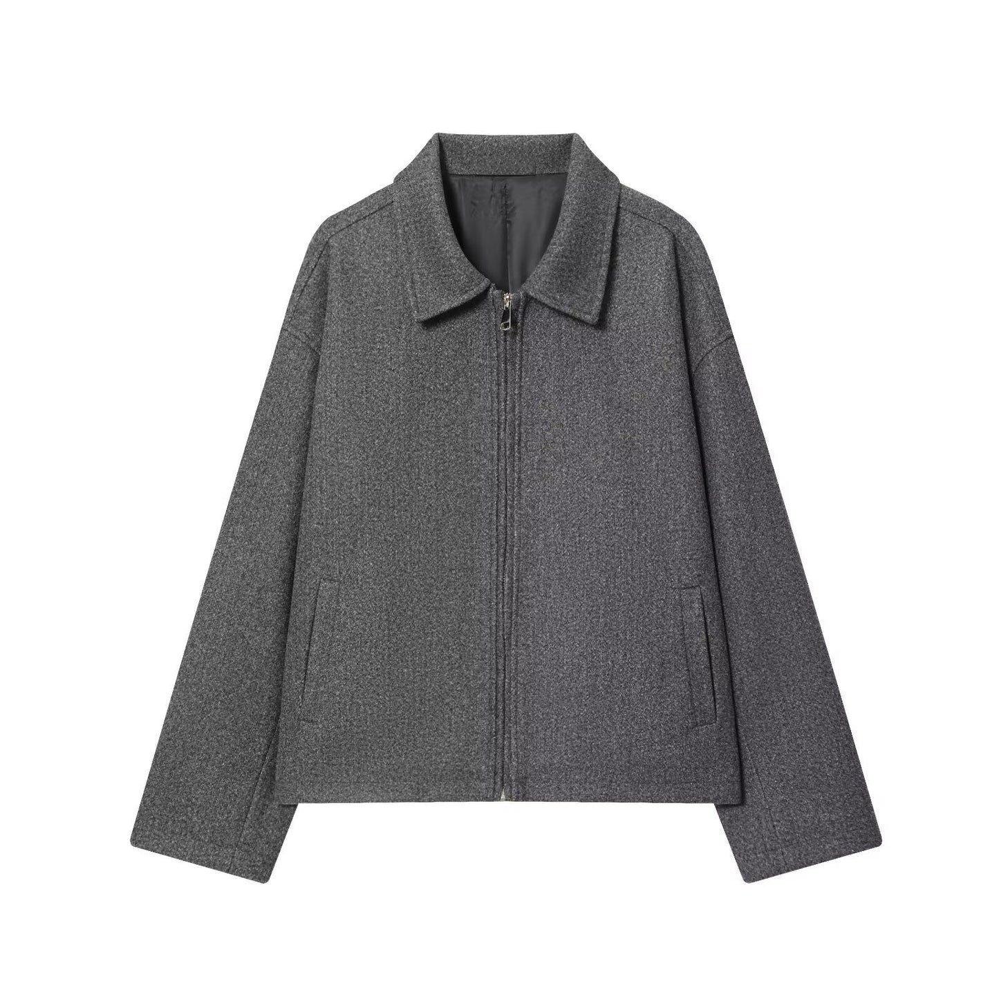 Women's Fashion Three-color Solid Color Wide Zipper Coats