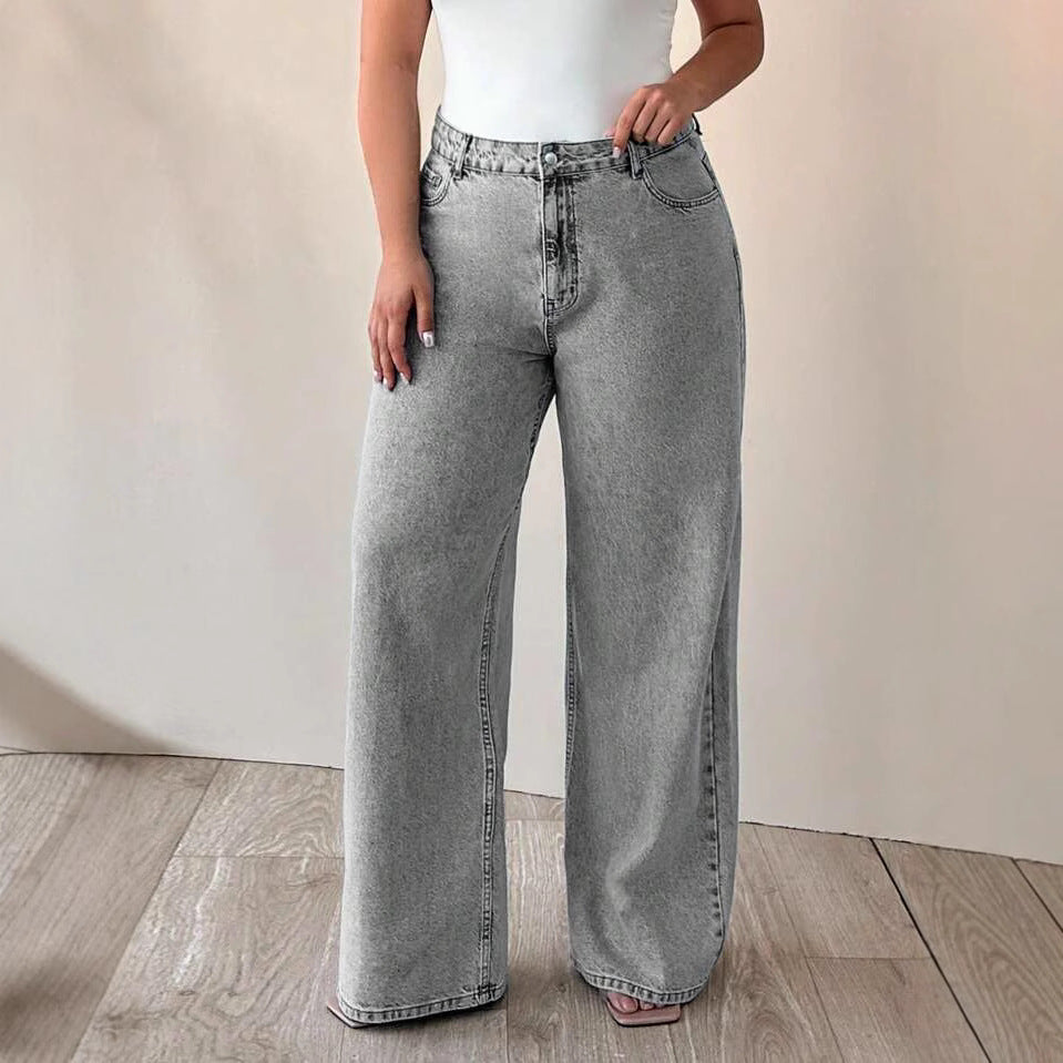Women's Ripped Washed High Waist Straight Slimming Jeans