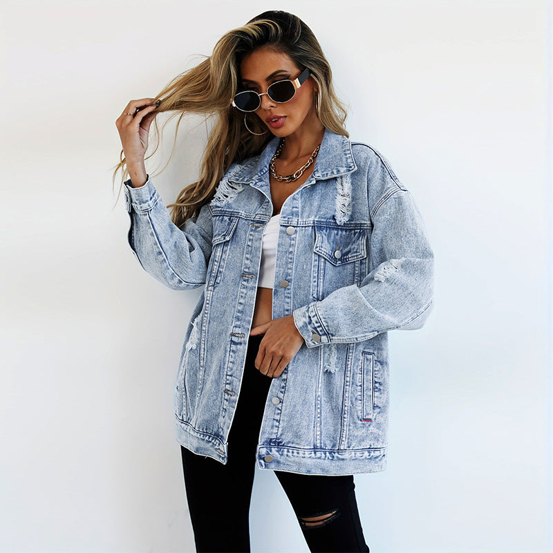 Women's Nice Design Sense Niche Tooling Ripped Coats