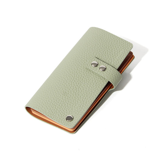Women's Sliding Genuine Leather Contrast Color Design Card Holder