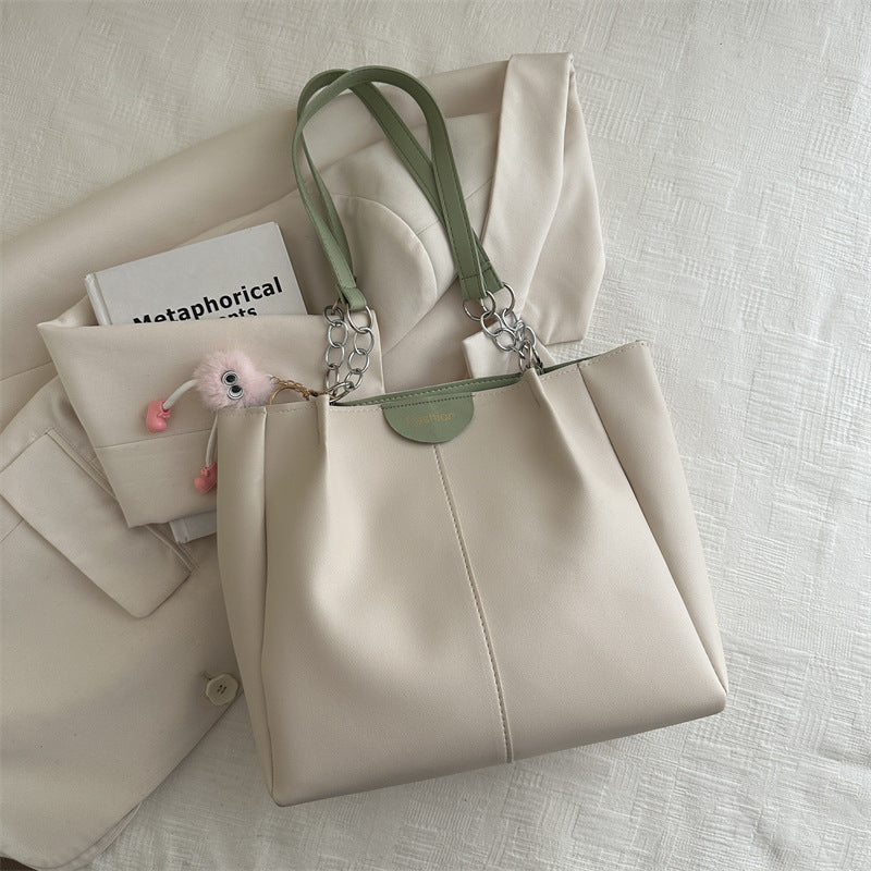 Women's Simple Textured Gentle Spring Commuter Underarm Tote Bags