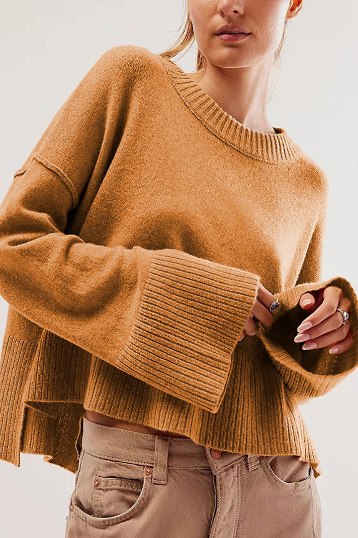 Women's Solid Color Flared Sleeves Pullover Fashion Sweaters