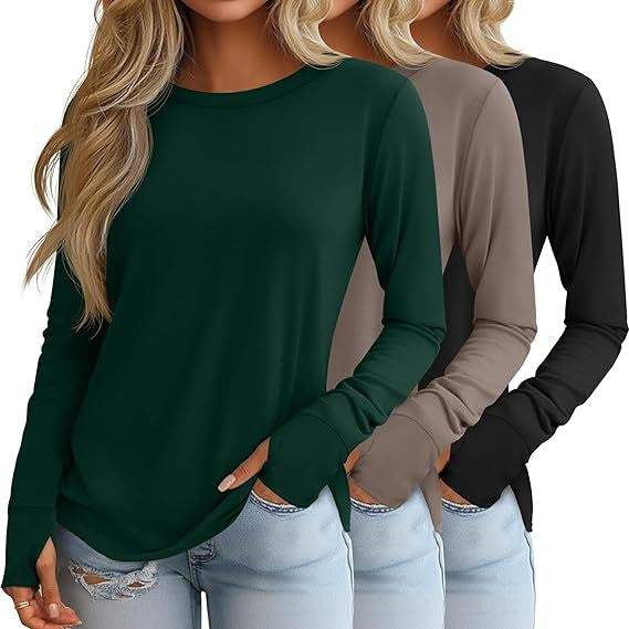 Women's Autumn Round Neck T-shirt Long Sleeve Blouses