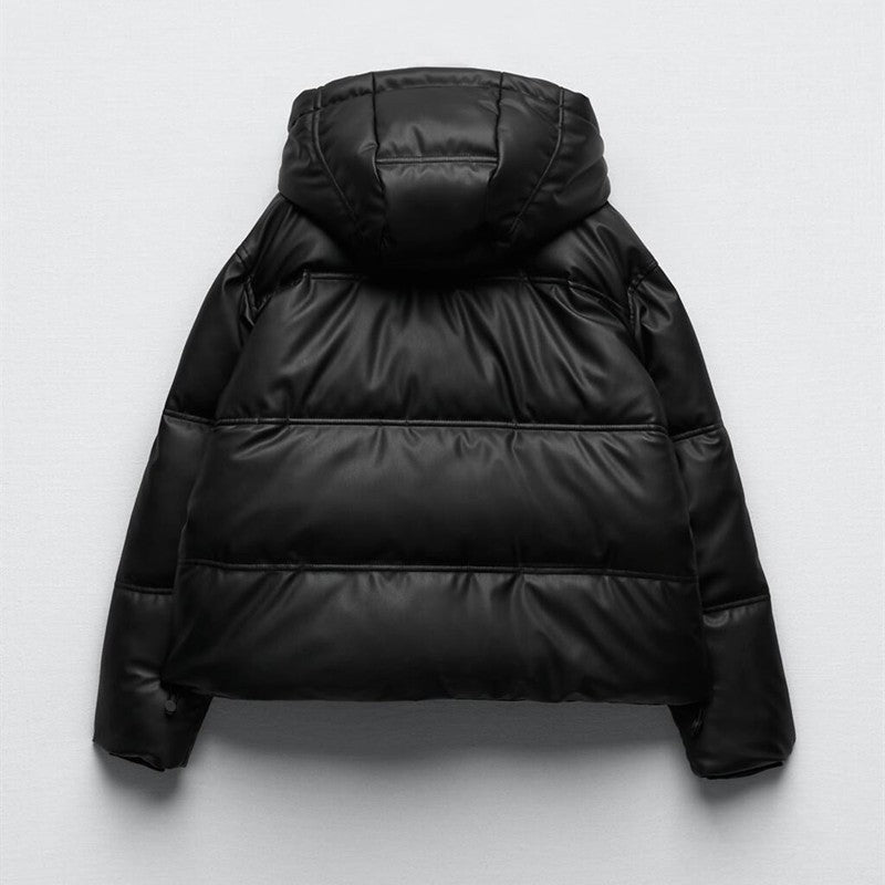 Women's Autumn Pure Color Warm Faux Leather Coats