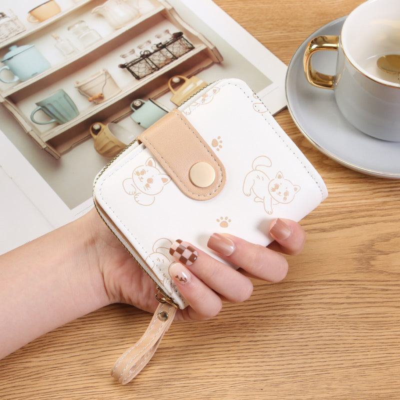 Women's Style Cute Kitten Short Zipper Ladies Wallets