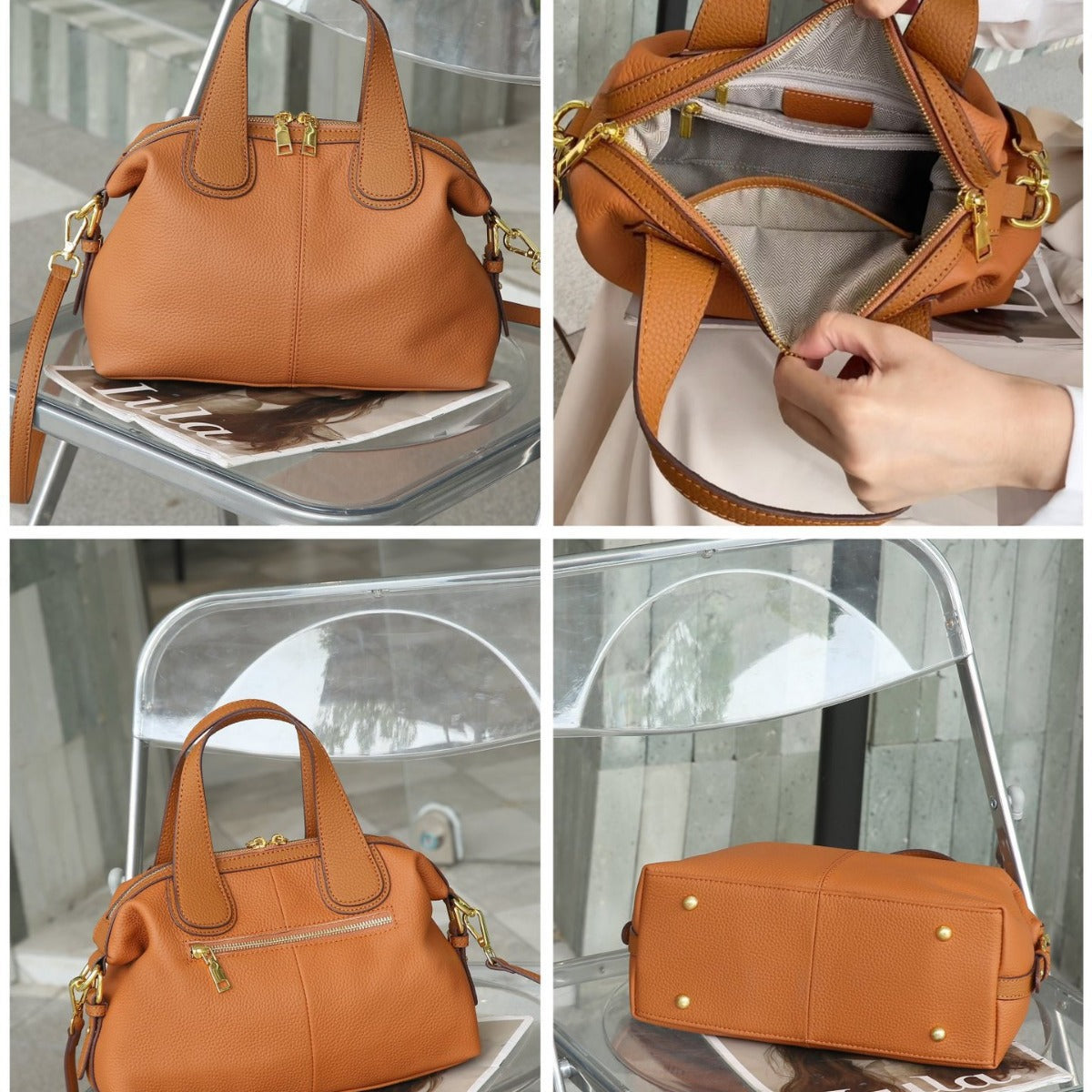 Women's Cowhide Leather High Sense Large Crossbody Bags