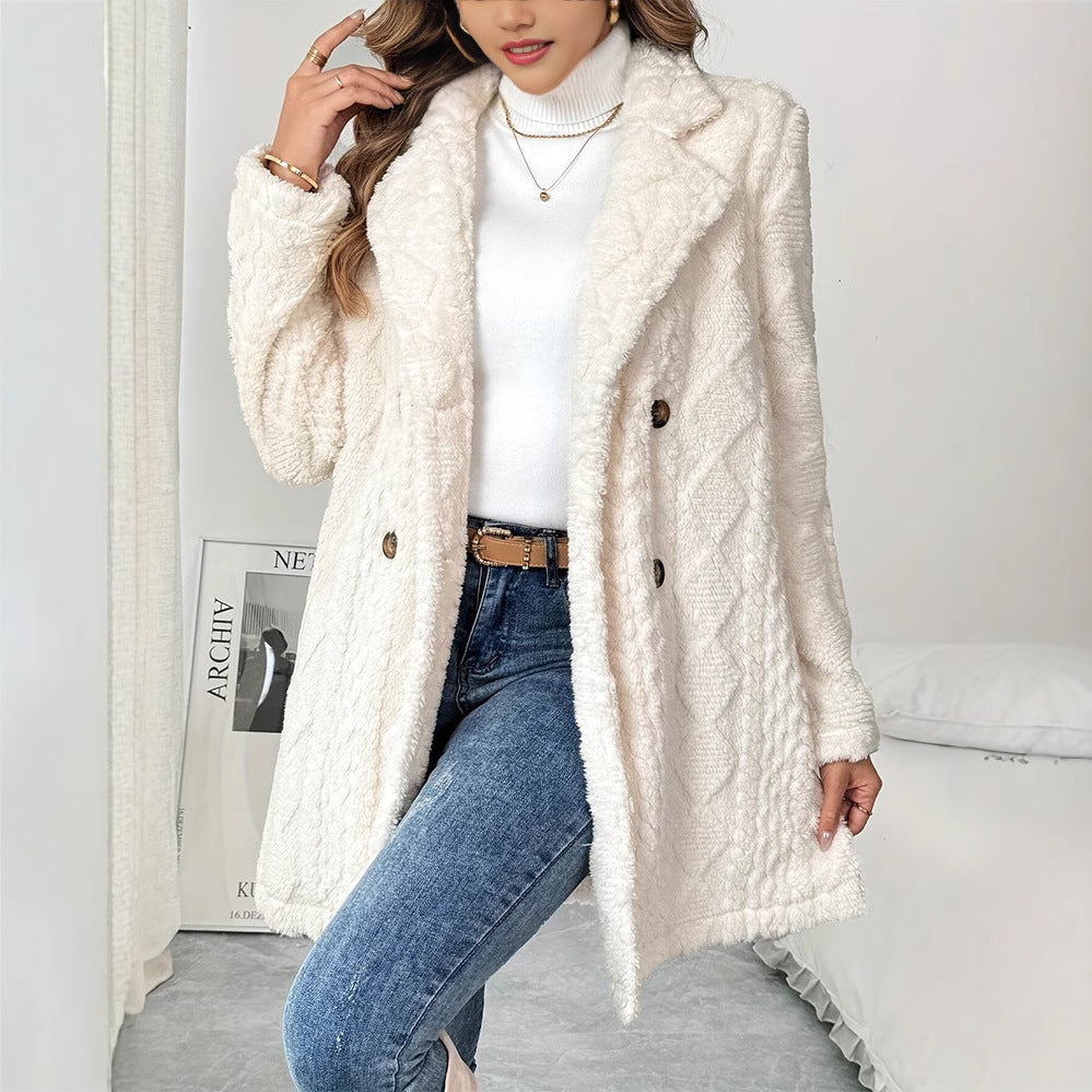 Double-sided Veet Jacquard Collar Comfortable Warm Coats