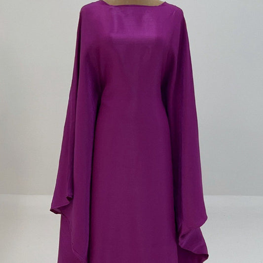 Solid Color Loose Simple Shiny Satin Robe Batwing Dress