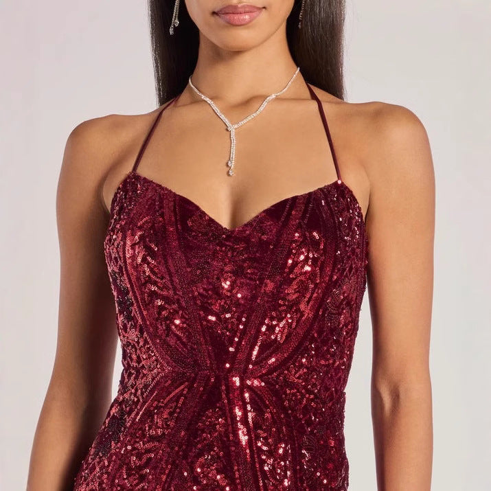 Women's Popular Sexy Sequined Suspender Dress Fashion Dresses