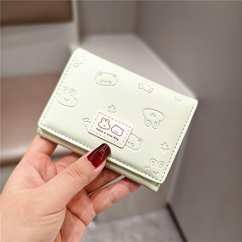 Korean Cartoon Cute Embossed Rabbit Bear Ladies Wallets