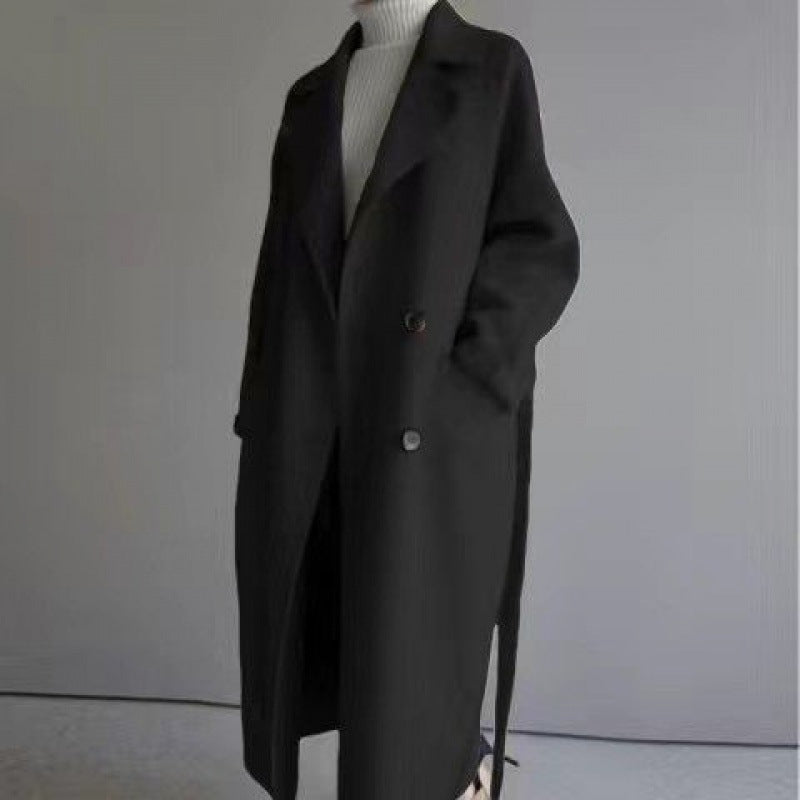 Mid-length Beige Woolen Long Style Below Coats