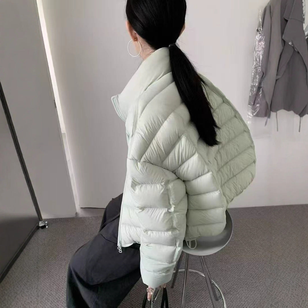 Women's Rib Temperament White Duck Down Light Jackets