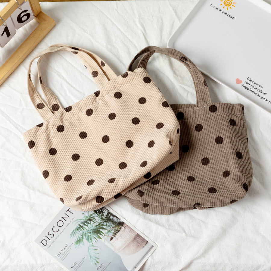Style Corduroy Retro Woven Mummy Lunch Handbags
