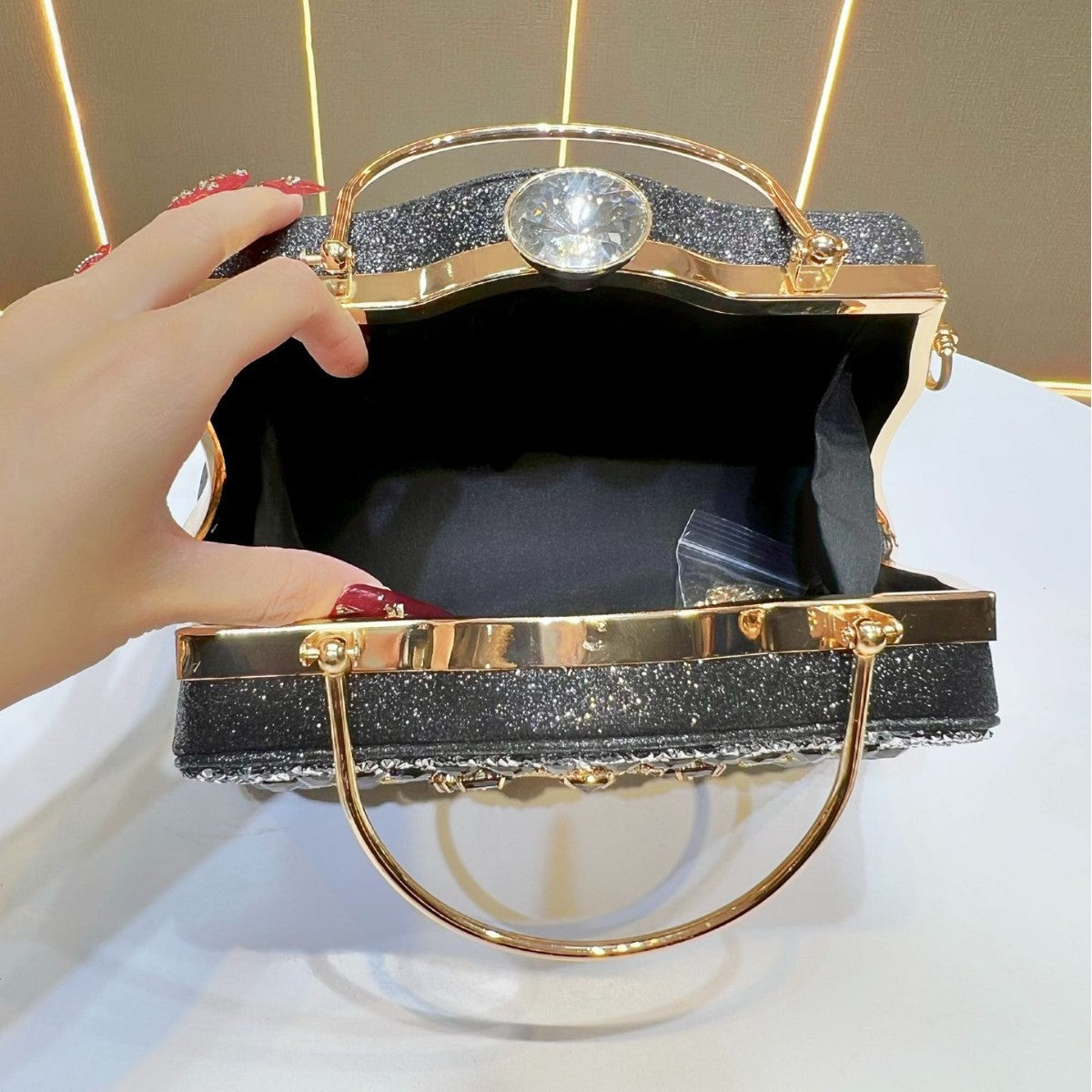 Attractive Full Diamond Fashion Cheongsam Dress Handbags