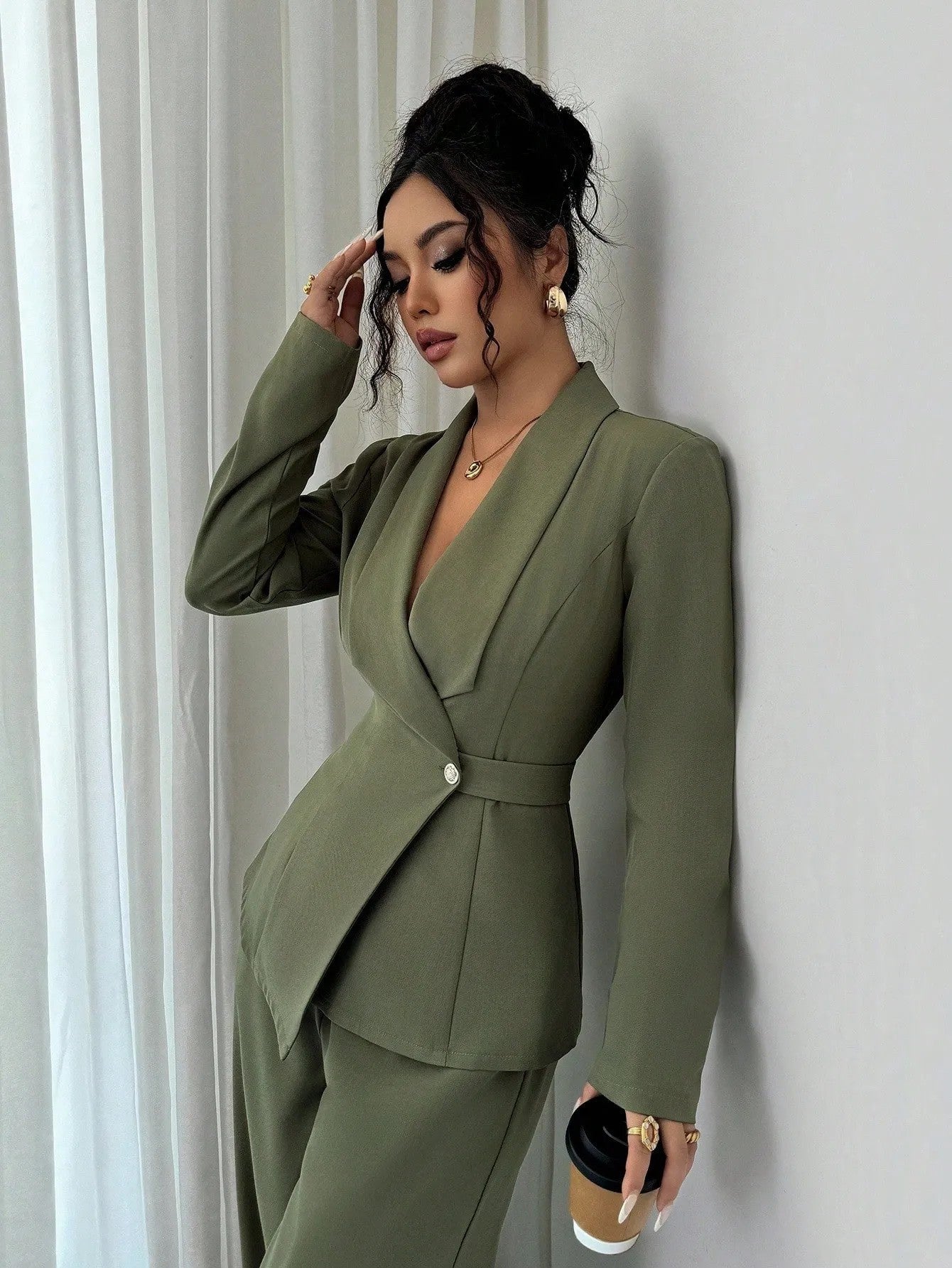 Women's Set Solid Color Long Sleeve Shirt Fashion Casual Suit