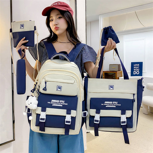 Match Sets Female Korean Style Mori Durable Large Capacity Middle School Students' Schoolbags