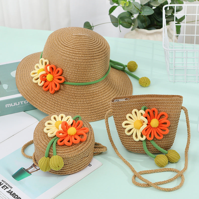 Women's & Children's Seaside Beach Weaving Straw Hat Pastoral Children's Coin Purse
