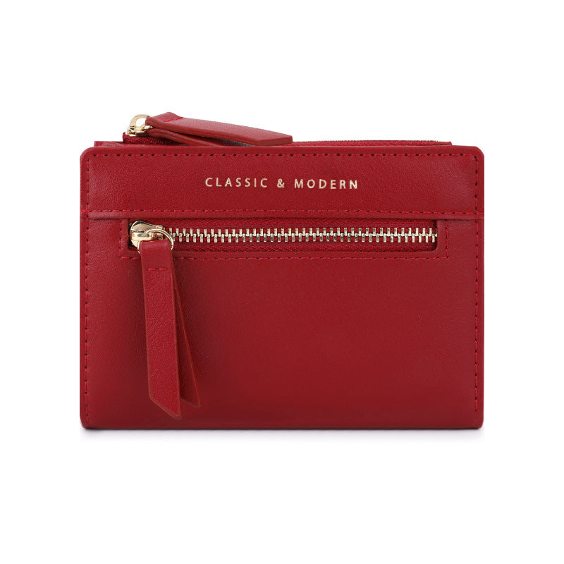 Women's Zipper Folding Short High Sense Design Ladies Wallets