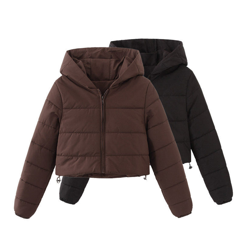 Women's Long-term Available Hooded Cotton Hand Plug Jackets