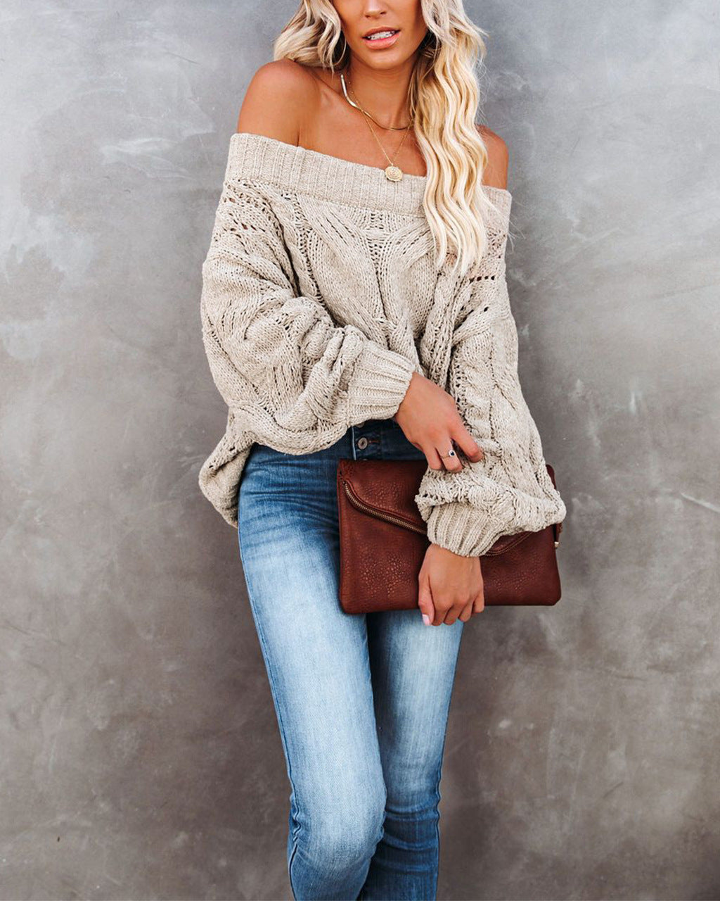 Women's Unique Loose Solid Color Pullover Sweaters