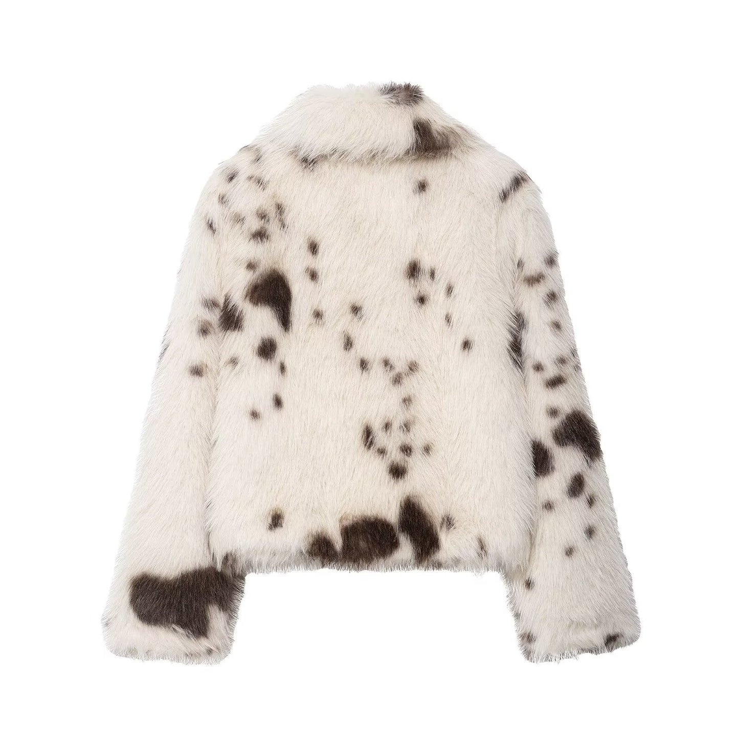 Women's Artificial Fur Effect Animal Pattern Coats