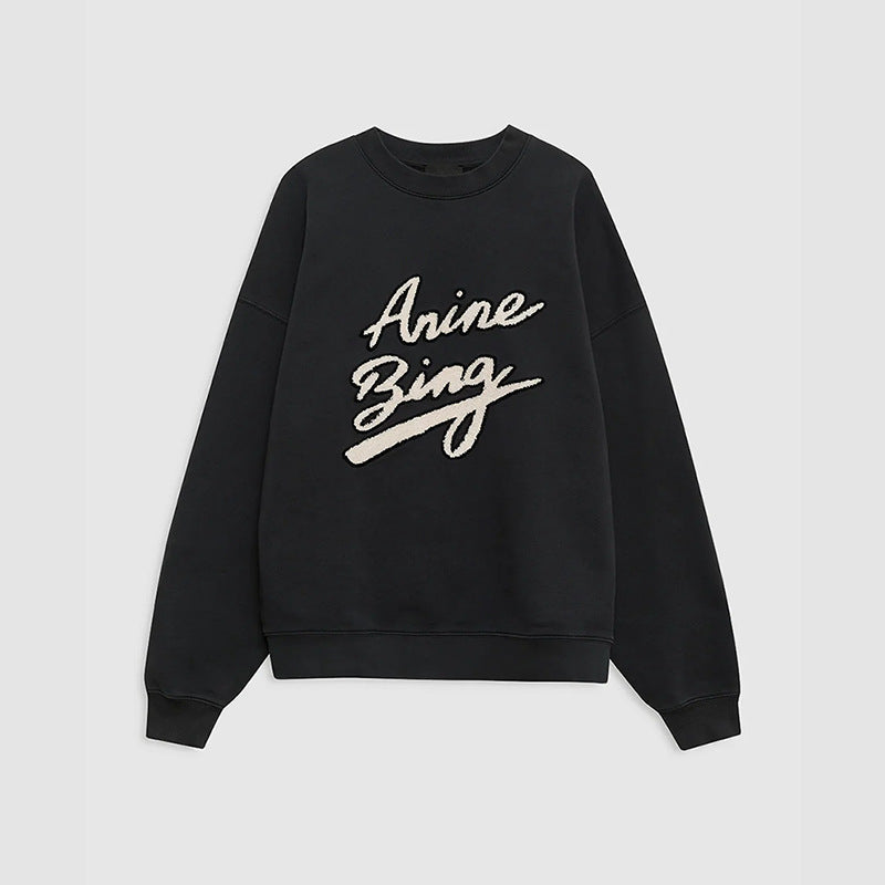 Women's Niche Art Word Special Embroidered Fleece Round Sweaters