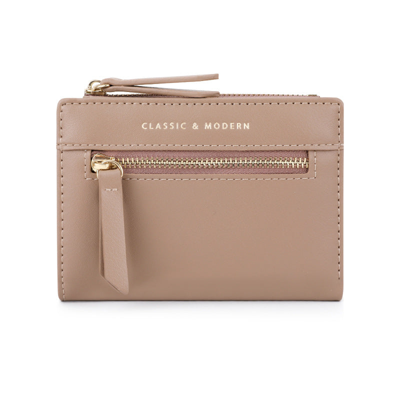 Women's Zipper Folding Short High Sense Design Ladies Wallets