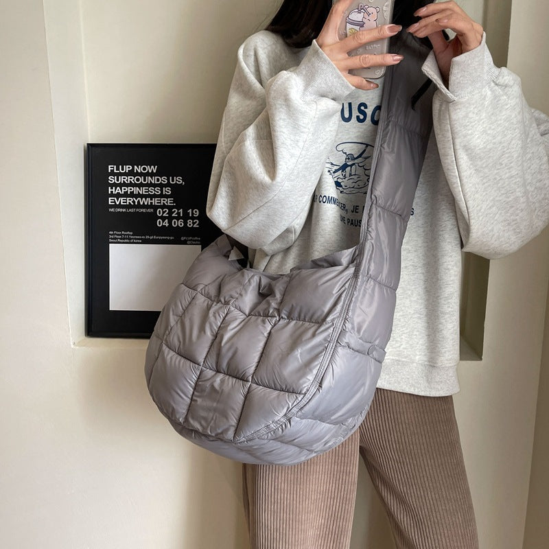 Women's Korean Style Plaid Large Capacity Down Crossbody Bags