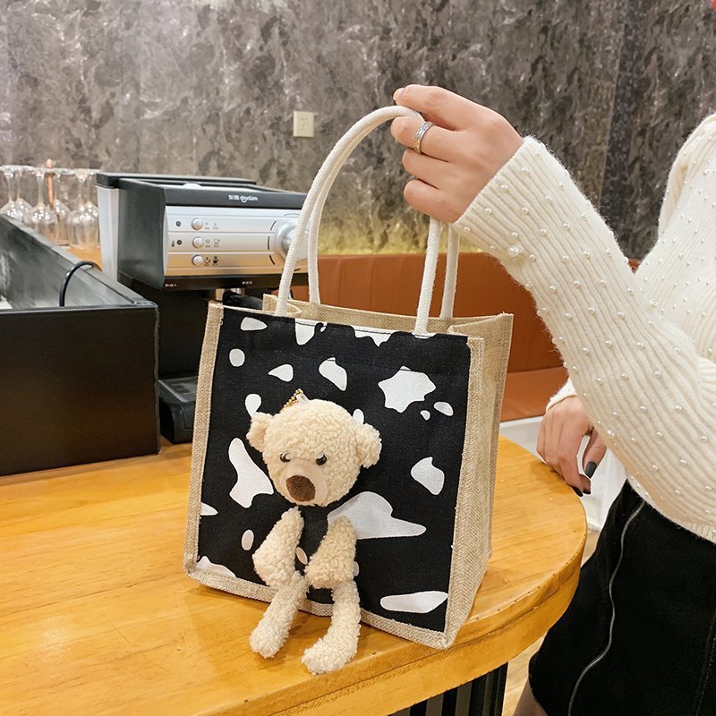 Women's Simple Cute Bear Cartoon Trendy Cloth Bags