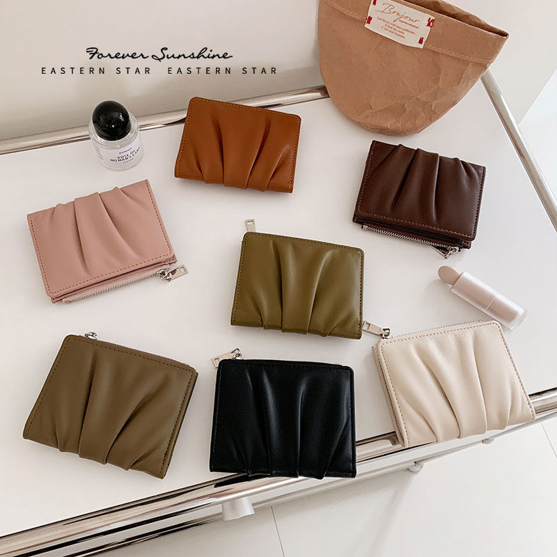Style Pleated Simple Mini Multiple Slots Ladies Wallets