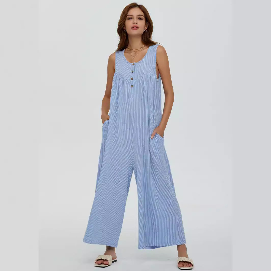 Attractive Slouchy Women's Fresh Casual Pocket Women's Jumpsuit/clothing