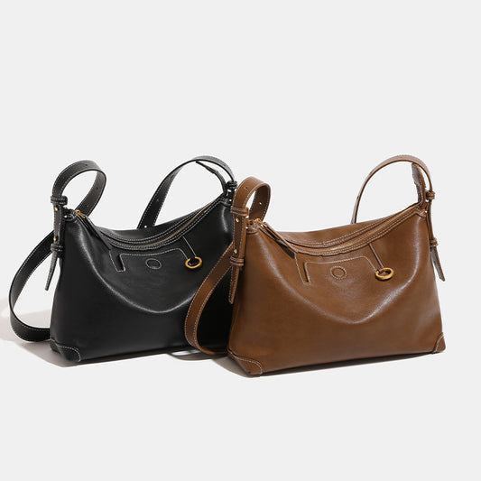 Women's Vegetable Tanning Leather Textured Suede Underarm Bags