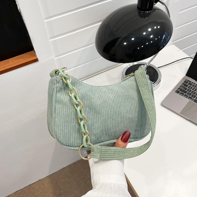 Women's Korean Style Artistic Cloth Simple Corduroy Shoulder Bags