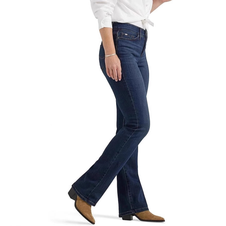 Women's High Elastic Mid Waist Pencil Denim Slimming Pants