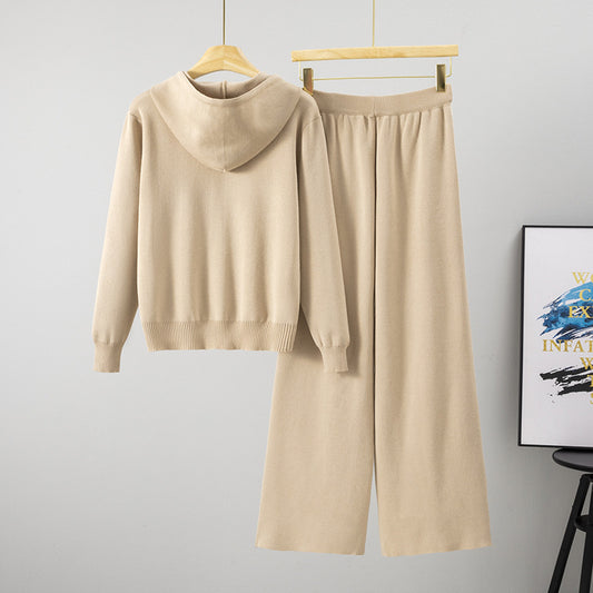 Women's Stylish Embossed Letter Wide Leg Two-piece Sweaters