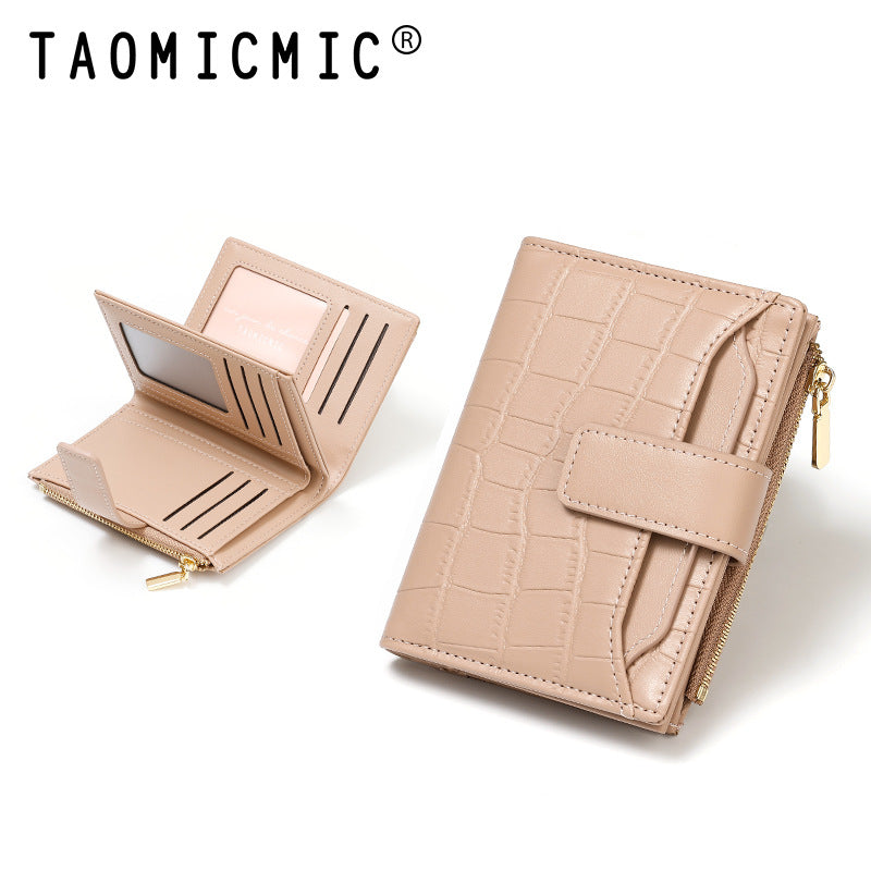 Women's Stone Pattern Two Fold Double Layer Ladies Wallets