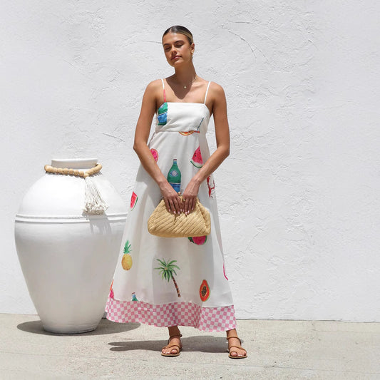 Vacation Style Casual Sling Large Swing Dress