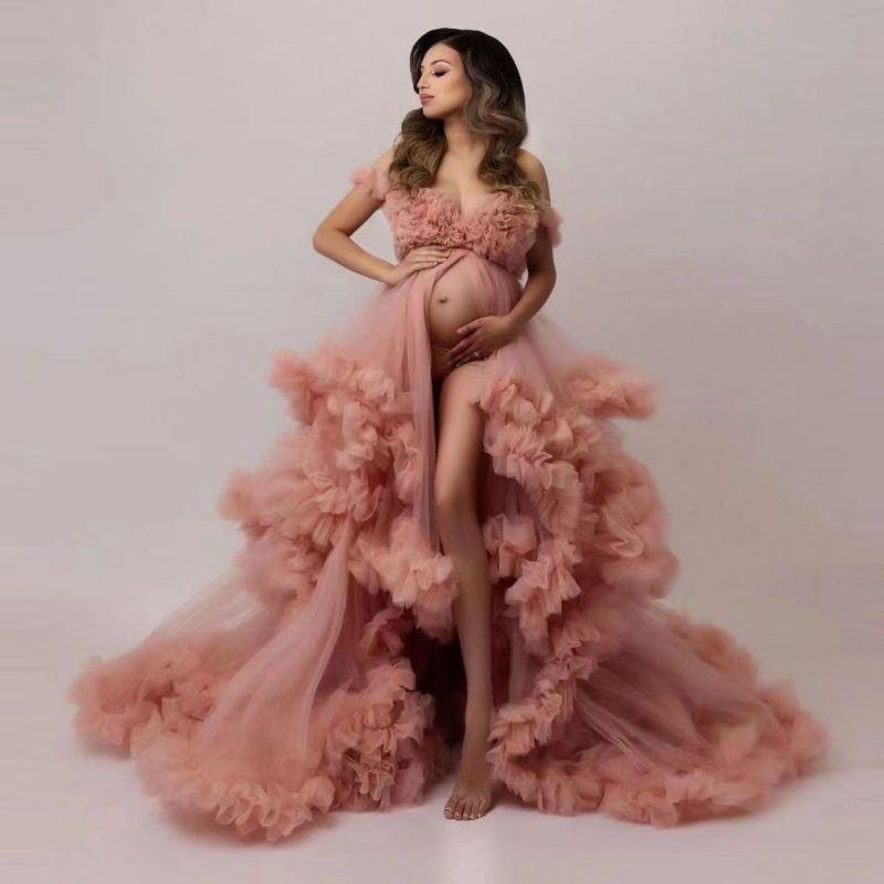 Women's Wide Hem Bubble Mesh Dress Long Dresses