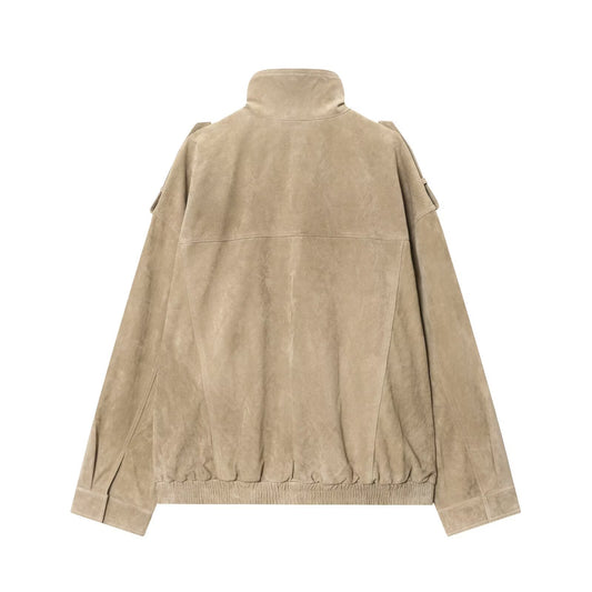 Women's Collar Long Sleeve Suede Texture Baseball Jackets