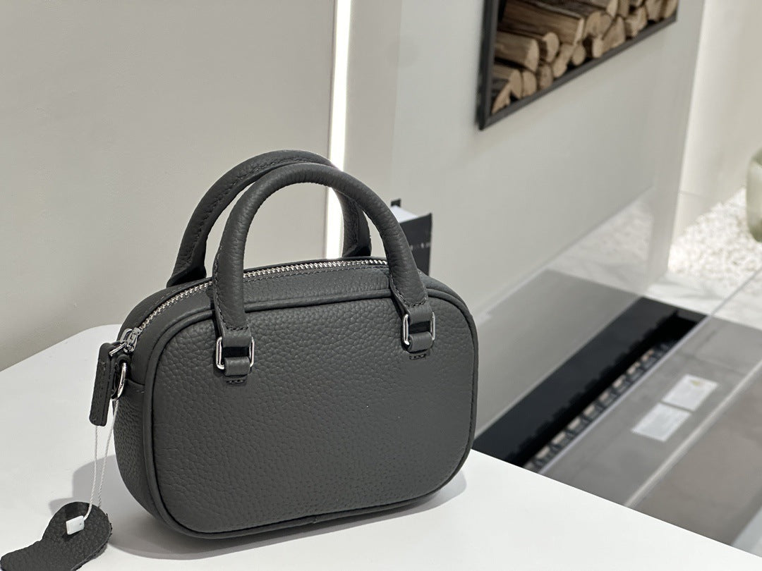 Women's First Layer Cowhide Bowling Boston Leather Crossbody Bags