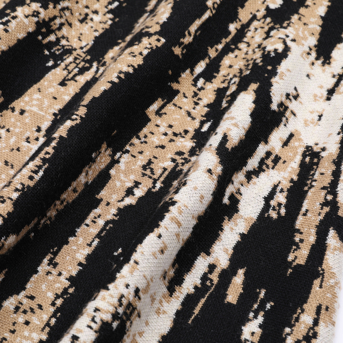 Summer Leopard Print Embroidery Fashionable Knitted Sleeve A- Dresses