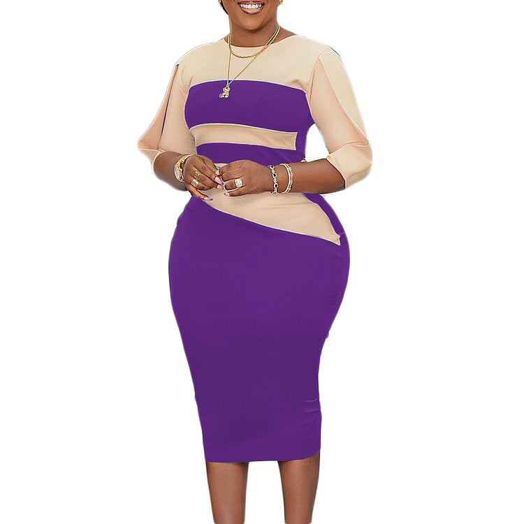 Women's African Large Spring Fashion Temperament Ol Half Sleeve Color Matching Clothing